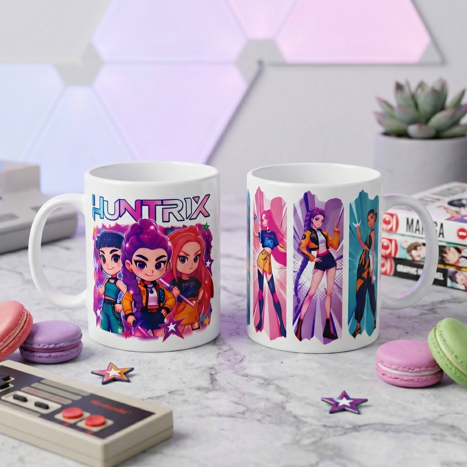 Taza personalizada de Huntrix con los personajes de la banda