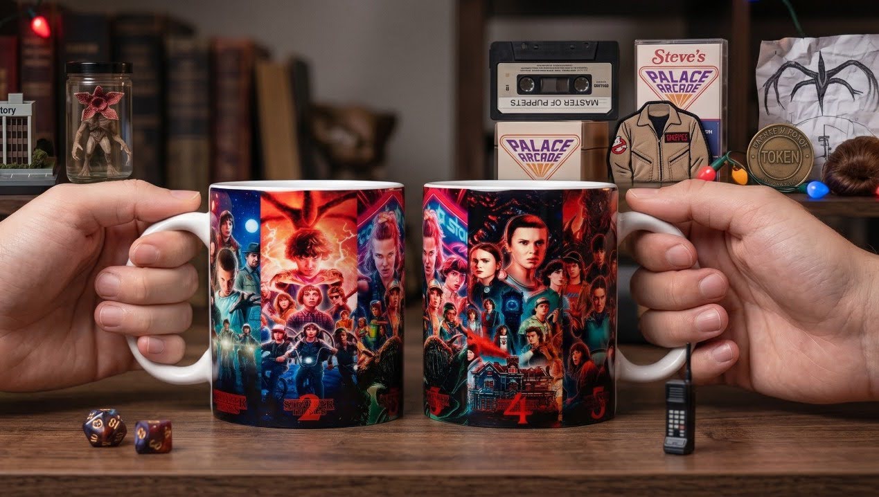 Taza personalizada de Stranger Things con todas las temporadas