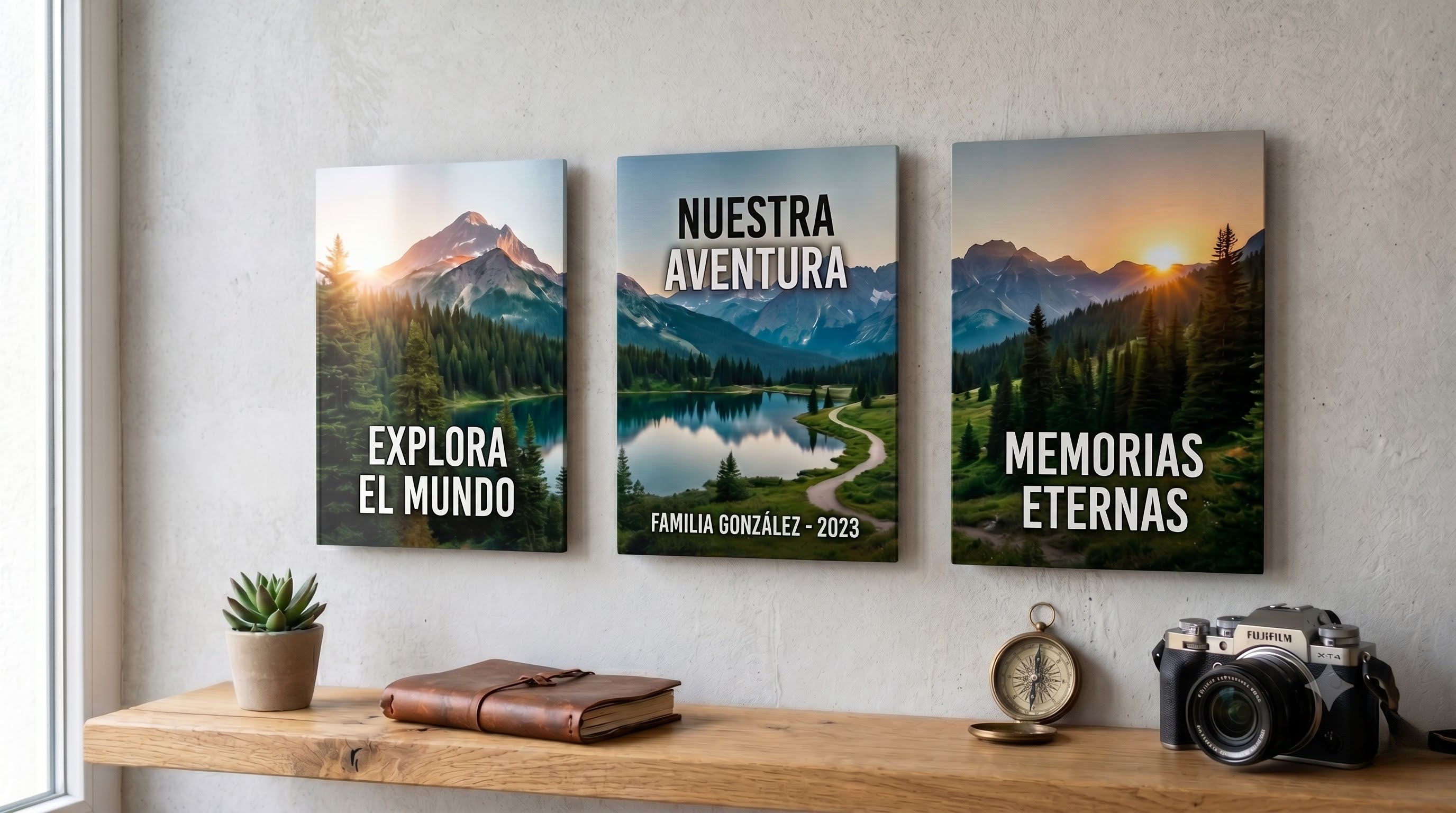 Cuadros de aluminio con paisajes y frases de viajes