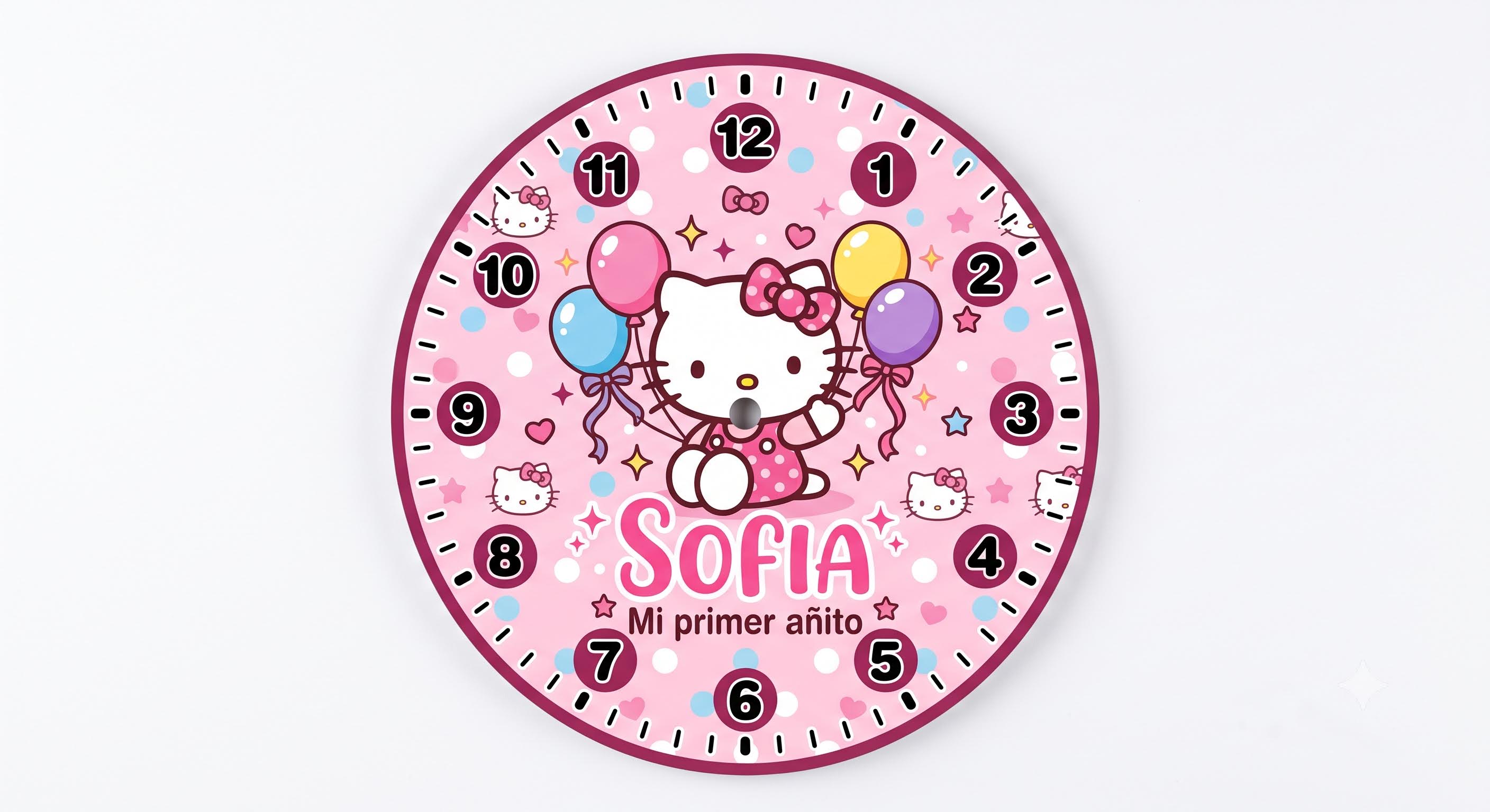 Reloj de pared souvenir infantil personalizado con nombre para primer añito